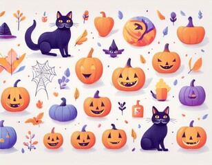 Obraz premium ハロウィンのイラストセット