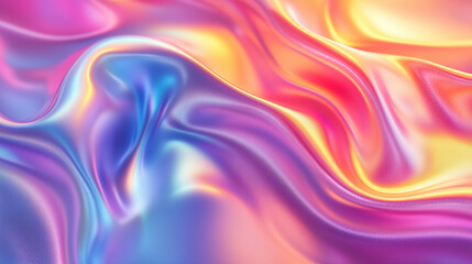 Obraz premium Background with abstract waves. Vibrant holographic chrome gradient. AI generative 