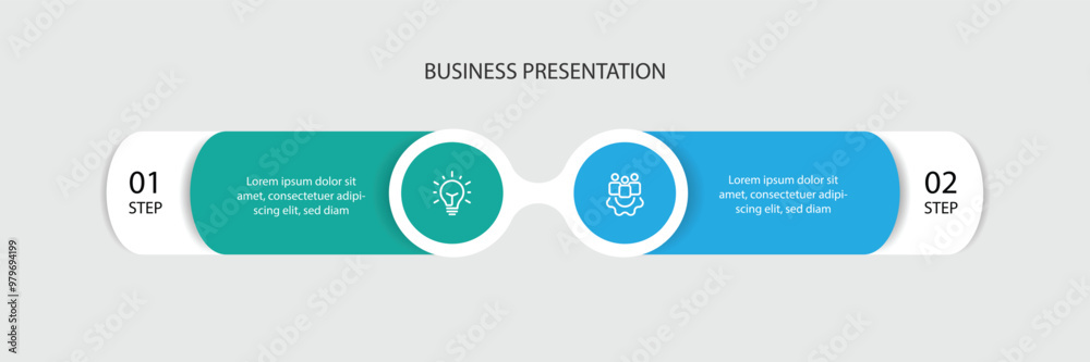 Poster Modern design template infographic template vector with icons and 2 step process can be used for workflow, business information and web data presentation 