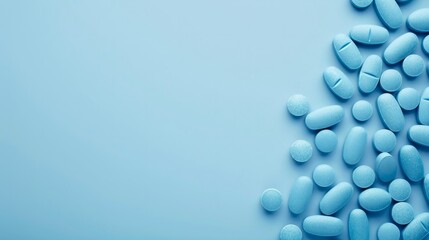 Blue pills on blue background generative ai