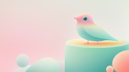 Cute abstract background with a doodle bird and a place for text