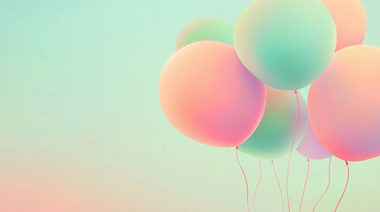 A bunch of colorful balloons are on a background with a space for text