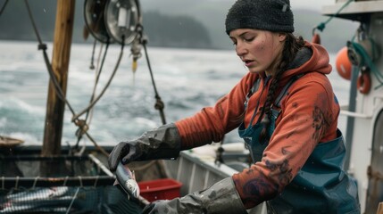 Obraz premium woman in a fishing boat