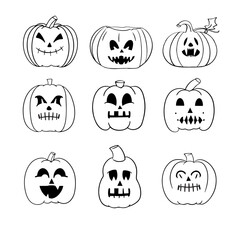 Jack O Lantern Halloween Vector Set 