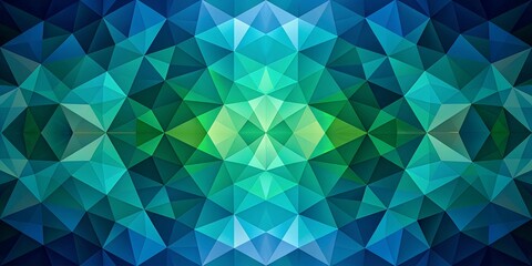 Fototapeta premium A vibrant arrangement of blue and green triangles creates a visually striking geometric pattern