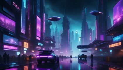 Cyberpunk Metropolis at Night