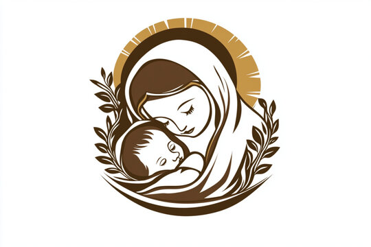 recommend clip art: Vector stylized logo of holy mother mary , isolated on white background	