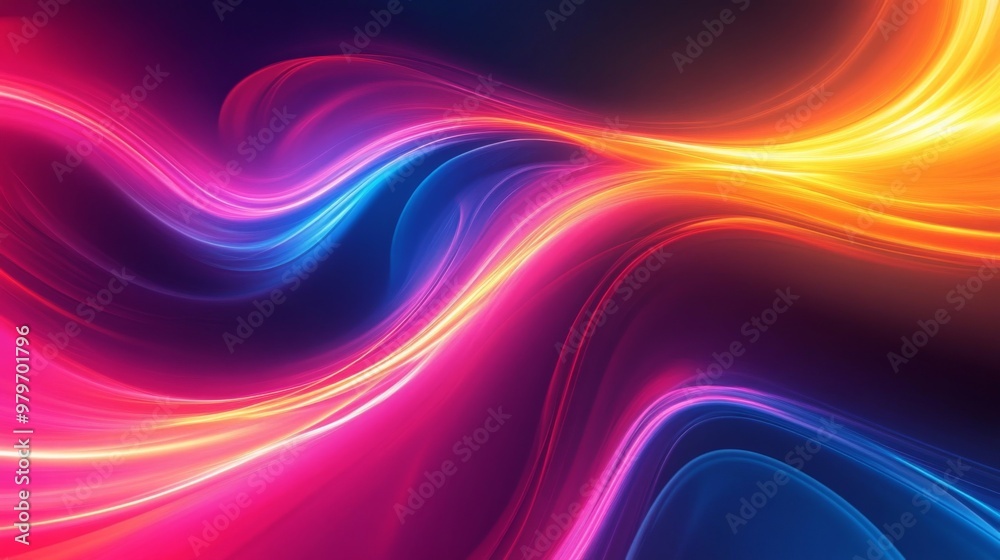 Poster A vibrant abstract background with swirling neon colors and smooth gradients, creating a dynamic and energetic visual effect for modern design.