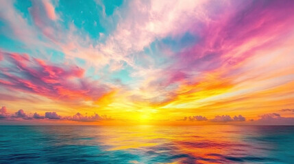 Obraz premium A breathtaking sunset sky filled with streaks of pink, orange, and purple clouds stretching across the horizon