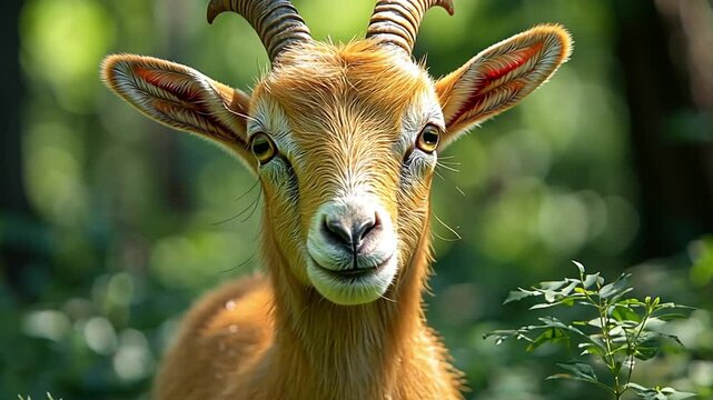 a goat in the forest footage