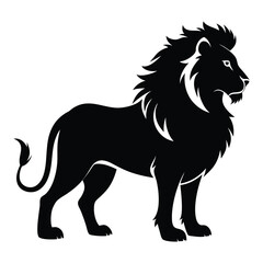 black lion silhouette style with white background