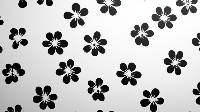 Seamless pattern of black flowers on a white background. - Powered by Adobe