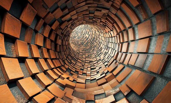 Abstract Tunnel of Wooden Blocks