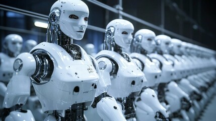 Collaborative Robotics in Manufacturing, showcasing the synergy of advanced robots and human workers in a modern factory setting, enhancing productivity and innovation.