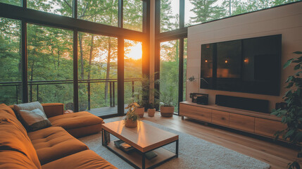 Fototapeta premium Warm-toned living room