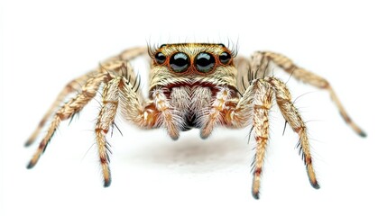 Fototapeta premium Jumping Spider. Macro Photography of Beautiful Spider Isolated on White Background