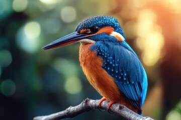 Fototapeta premium Kingfisher - Majestic Bird of Nature with vibrant Blue Feathers