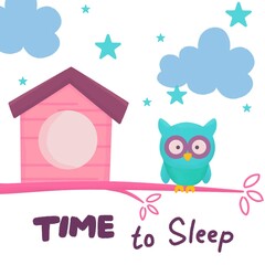 Cute owl already to sleep