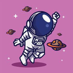 illustration of an astronaut character with a cute vector pose