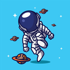illustration of an astronaut character with a cute vector pose