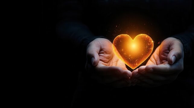 A pair of hands gently cupping a glowing heart, symbolizing grace and love received through prayer