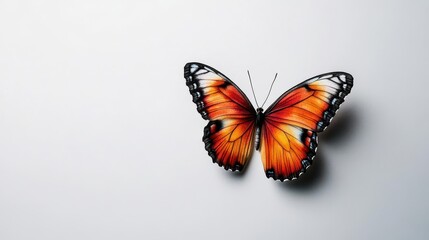Fototapeta premium A vivid watercolor butterfly with striking wing patterns, fluttering on a white background