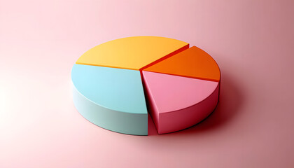 Obraz premium Colorful 3D pie chart on a solid pastel background