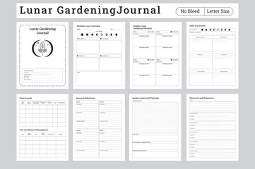 Lunar Gardening Planner Designs, Moon Phase Gardening Journal Vectors Stylish Lunar Gardening  Icon, Creative Lunar Planting Planner Illustrations