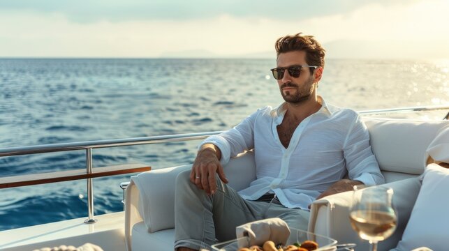 Man Relaxing on a Yacht