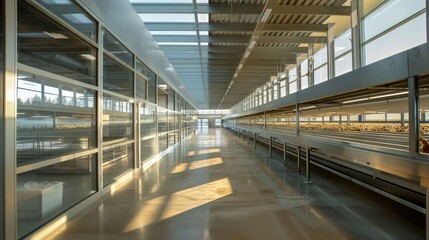 Fototapeta premium Industrial Interior with Glass Walls
