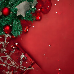 red christmas background, Generative AI	