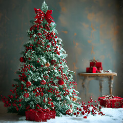 christmas tree with gifts, Generative AI	