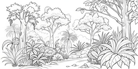 amazing black and white forest coloring. Forest coloring for kids and adults.