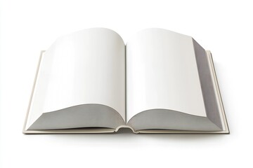 A realistic vector mockup of a 3D magazine with a blank white cover and a closed horizontal paperback catalog with a diminishing background.