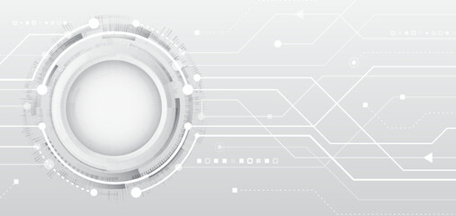 Obraz premium Digital internet communication on grey background. Wide Cyber security internet and networking concept. Hi-tech vector illustration with various technology elements. Abstract global sci fi concept.