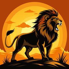 lion and the sunset illustration