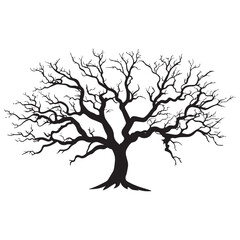 Fototapeta premium Black tree Symbol style and white background, Natures Elegy A Dead Tree in Black Vector Faded Majesty Monochromatic Vector
