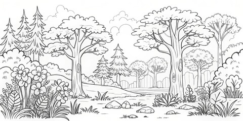 amazing black and white forest coloring. Forest coloring for kids and adults.