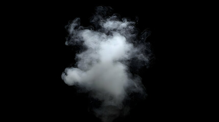Abstract White Smoke Cloud Floating on a Black Background
