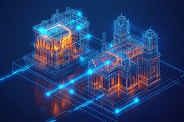 Fototapeta premium The Mirror of Reality, Digital Twin Technology