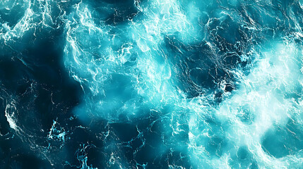 Fototapeta premium A Close-Up View of the Ocean's Surface, with Whitecaps and Foamy Waves, Showing the Depth and Tranquility of the Water