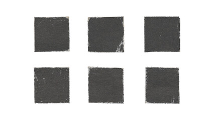 Fototapeta premium Black cardboard squares on transparent background, isolated box paper frames in y2k grunge style