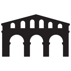 A black and white silhouette of a pagoda tower, Chinese architecture vector, Chinese house black silhouette, Chinese national building pagoda Vector