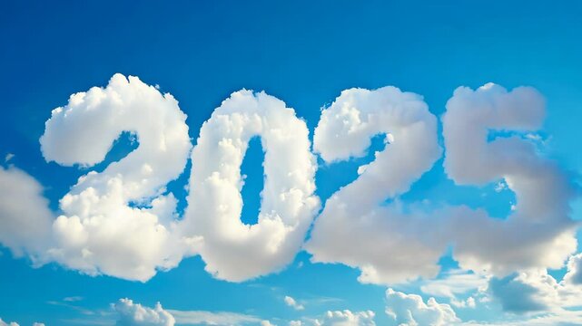 cloud 2025 in blue bright sky