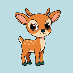 Deer color cartoon vector illustration style design