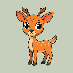 Deer color cartoon vector illustration style design