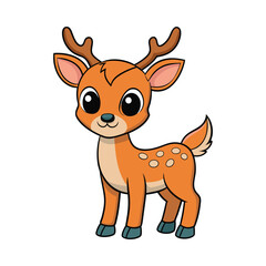 Deer color cartoon vector illustration style design