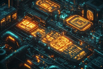 Fototapeta premium The Twin Network, Digital Twin Technology