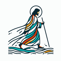 Jesus Christ walking on the waters of the sea