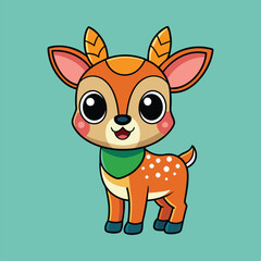 Deer color cartoon vector illustration style design